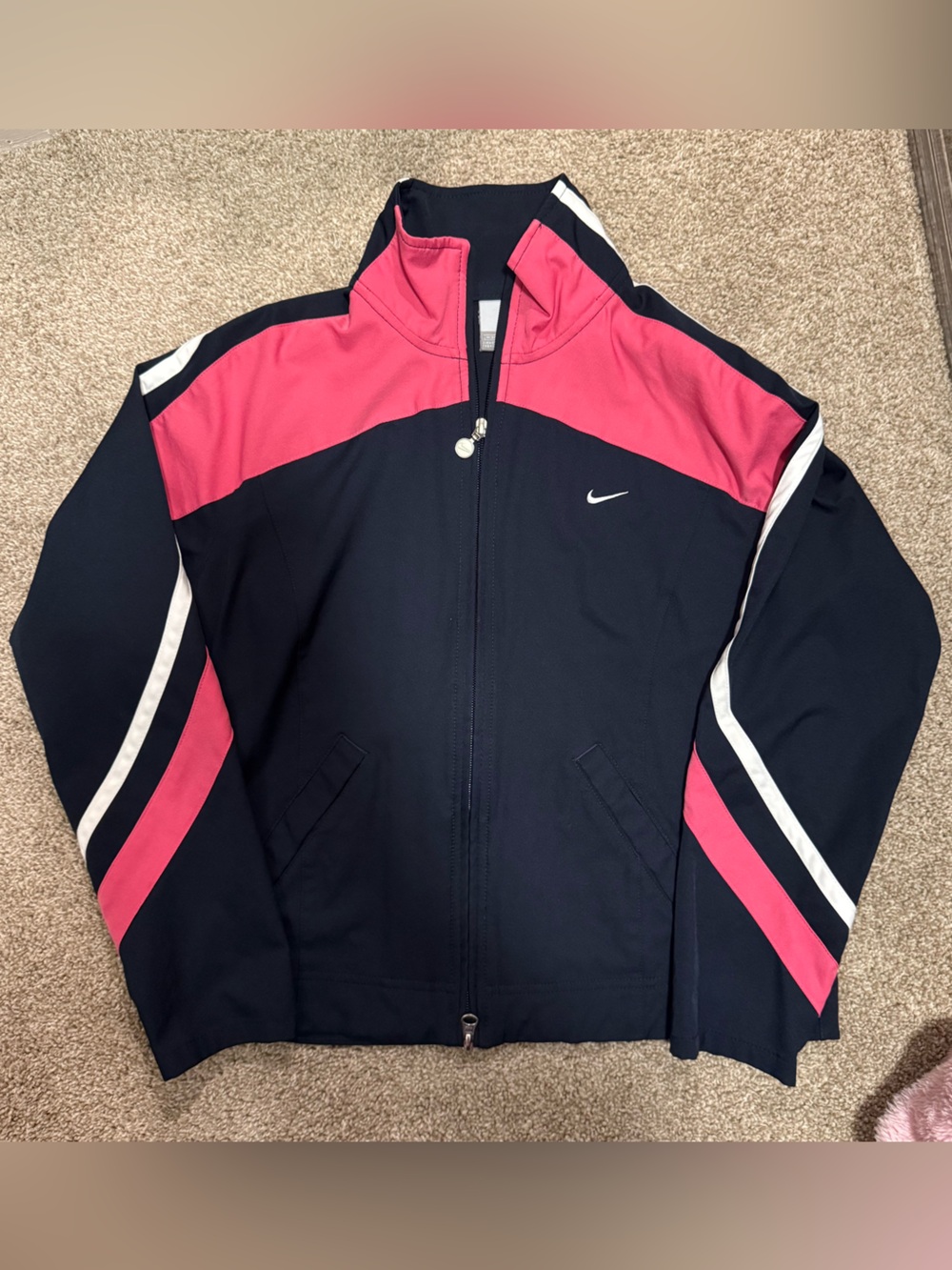 Nike Women’s Navy, Pink & White Zip-Up Windbreaker